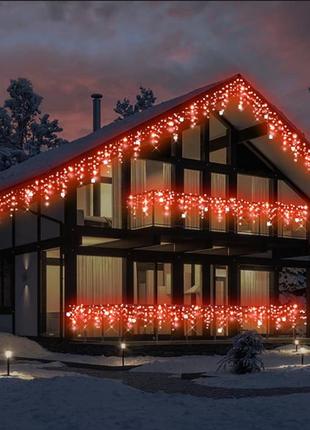 Гирлянда уличная бахрома lumion 90led 2x0,5m 230v красный ip44 en4 фото