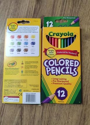 Дитські різнобарвні олівці 12 шт. crayola usa1 фото