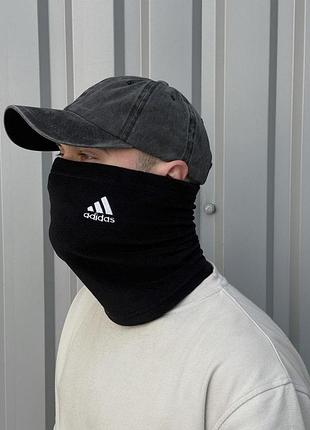 Чоловічий баф зимовий adidas утеплений чорний  ⁇  шарф-баф адідас теплий на флісі