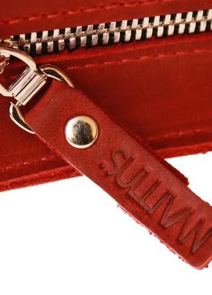 Женская маленькая кожаная сумка клатч кросс-боди через плечо из натуральной кожи красная6 фото