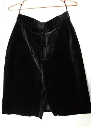 Чёрная бархатная юбка миди, river island2 фото