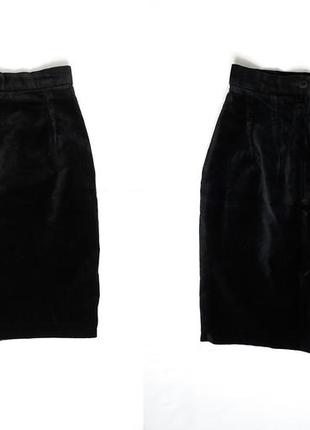 Чёрная бархатная юбка миди, river island5 фото