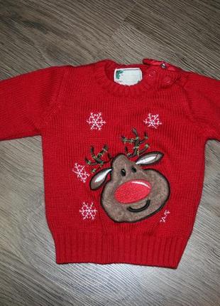 В'язаний новорічний светр (кофта) рр6-12мес (68-74см) 120грн