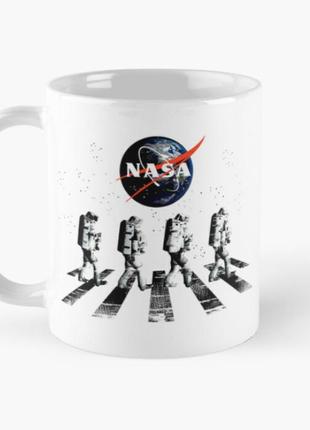 Чашка керамічна кружка з принтом nasa біла 330 мл