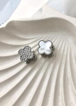 За 1 пару, сережки конюшина двосторонні, двухсторонние, ванклиф, van cleef