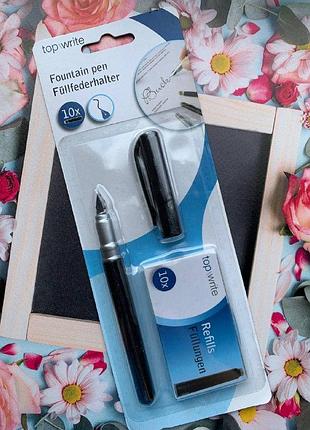 Набір пір'яна ручка + 10 чорнильних змінних картриджів