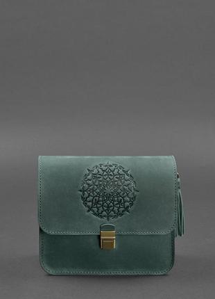 Женская кожаная сумка через плечо бохо сумка мессенджер кросс-боди из натуральной кожи зеленая2 фото