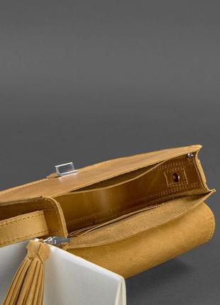 Жіноча шкіряна сумка через плече бохо сумка меседжер крос-боді з натуральної шкіри жовта6 фото