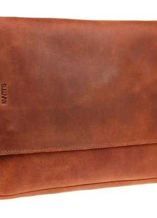 Женская кожаная сумка для документов а4 большая из натуральной кожи на плечо с клапаном светло-коричневая1 фото
