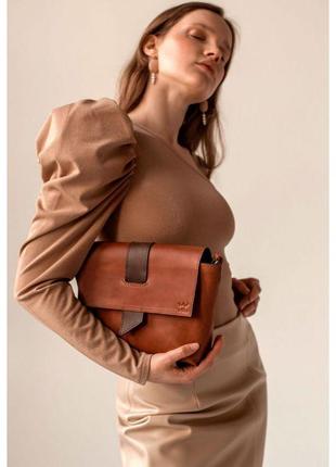 Женская кожаная сумка nora коньячно-коричневая винтажная
