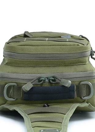 Нагрудная сумка с быстрым сбросом мужская тактическая сумка на много отделений многофункциональная. зеленая4 фото