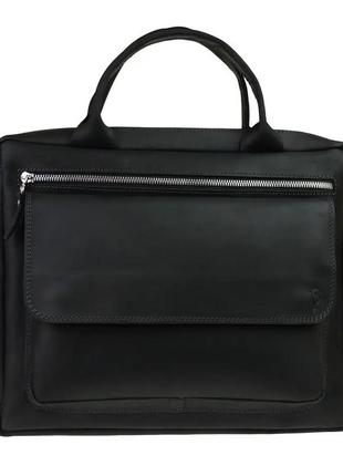 Женская кожаная сумка для документов а4 большая из натуральной кожи на плечо с ручками черная2 фото