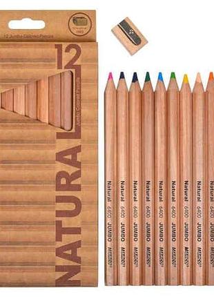 Олівці кольорові marco natural jumbo 12 кольорів