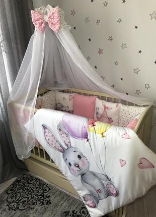 Комплект постельного белья baby comfort premium  8 элементов зайка розовый3 фото