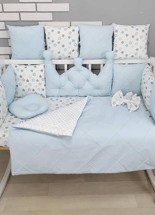 Комплект постільної білизни baby comfort корона блакитний