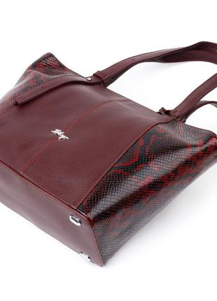 Оригинальная женская сумка karya 20835 кожаная бордовый3 фото