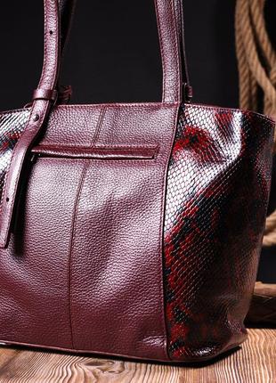 Оригинальная женская сумка karya 20835 кожаная бордовый10 фото