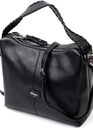 Велика шкіряна жіноча сумка karya 20862 чорний1 фото