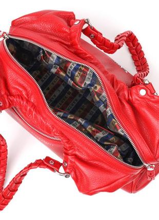 Яскрава жіноча сумка з ручками karya 20843 шкіряна червона5 фото