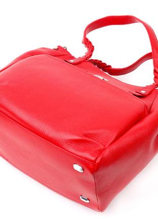Яркая и вместительная женская сумка с ручками karya 20880 кожаная красный4 фото