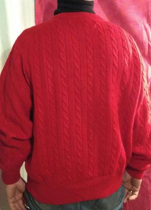 Пуловер мужской темно-красного цвета, вязка "косички", шерсть. bowen&wright2 фото