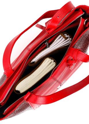 Деловая женская сумка с ручками karya 20875 кожаная красный5 фото