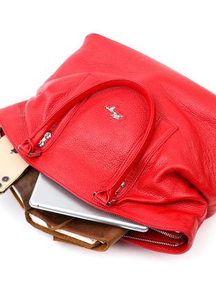 Красивая яркая женская сумка karya 20937 кожаная красный9 фото