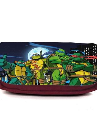 Шкільний пенал черепашки ніндзя 005 (ninja turtles) органайзер універсальний (tmnt-005-brg) бордовий