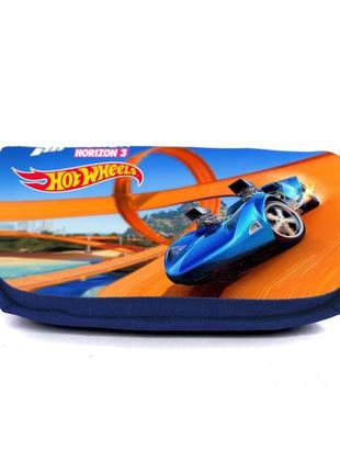 Шкільний пенал хот вілс 0011 (hot wheels) органайзер універсальний (hw-0011-blu) синій