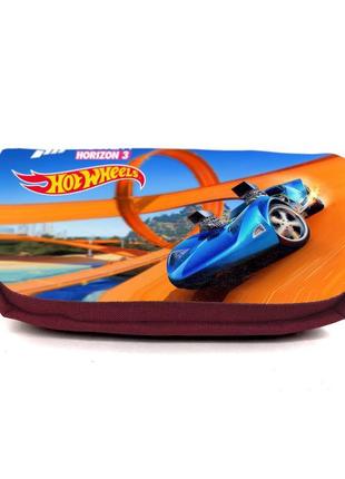 Шкільний пенал хот вілс 0011 (hot wheels) органайзер універсальний (hw-0011-brd) бордовий1 фото