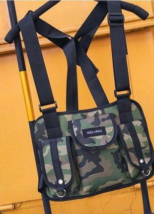 Нагрудная поясная сумка бронежилет city-a hgul+bag big size камуфляж хаки