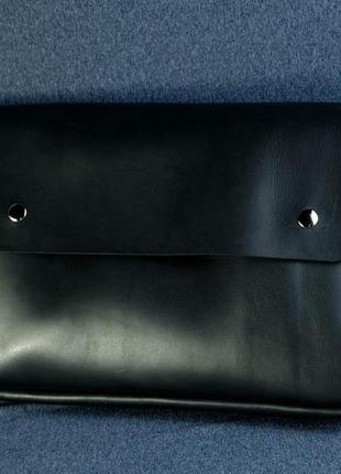 Кожаная папка для документов формата а4 дизайн №82, натуральная кожа итальянский краст, цвет черный
