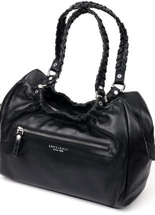 Вместительная женская сумка с ручками karya 20844 кожаная черный2 фото