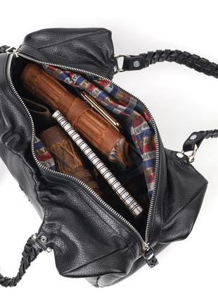 Вместительная женская сумка с ручками karya 20844 кожаная черный5 фото