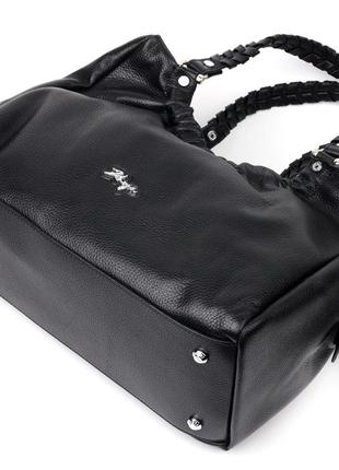 Вместительная женская сумка с ручками karya 20844 кожаная черный3 фото