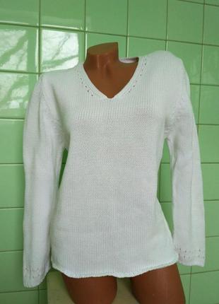 Красивий,стильний,фірм кофта бренд світшот светр в'язаний в коси білий базовий теплий