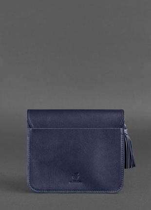 Женская кожаная сумка через плечо бохо сумка мессенджер кросс-боди из натуральной кожи темно-синяя4 фото