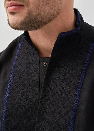 Мужская черная вышиванка рубашка