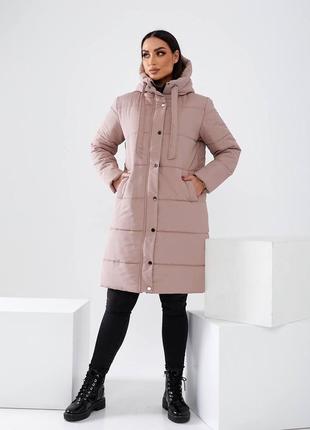 Стильна тепла жіноча куртка єврозима 579 фреза пудра6 фото