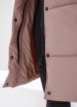 Стильна тепла жіноча куртка єврозима 579 фреза пудра3 фото