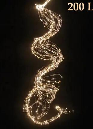 Світлодіодна гірлянда кінський хвіст крапля роси x-mas horsetail 200 led warm white1 фото