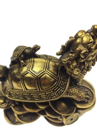 Статуетка драконочерепаха з черепахою на спині 9,5х11х7 см жовта (c1989)4 фото