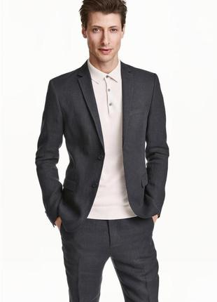 Тнмно-серый пиджак из смессового льна 50 размер1 фото