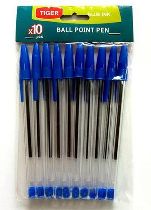 Ручка шариковая tiger, синяя 10шт (6359)