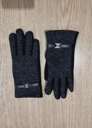 Теплые перчатки трикотажные на флисе1 фото
