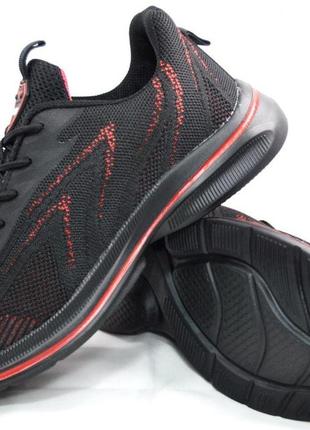 Размеры 41, 42, 43, 44, 45, 46  демисезонные кроссовки в стиле adidas marathon, текстиль, черные с красным7 фото