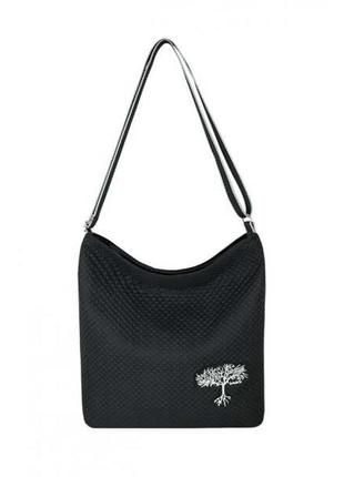 Жіноча стьобана сумка. легка зручна сумочка текстильна. женская чёрная сумка2 фото