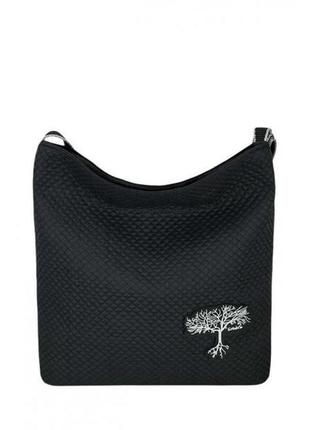 Жіноча стьобана сумка. легка зручна сумочка текстильна. женская чёрная сумка5 фото