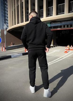 Чоловічий зимовий спортивний костюм jordan чорний  ⁇  комплект худі та штани джордан4 фото