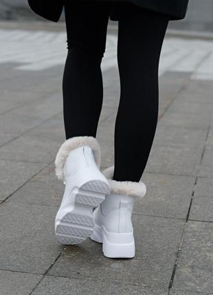 Шкіряні зимові черевики високі кросівки з хутром натуральна шкіра кожаные зимние ботинки высокие кроссовки с мехом натуральная кожа5 фото